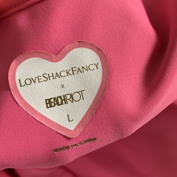 LOVESHACKFANCY X Beach Riot One Piece Cheryl Swimsuit Hint of Hibiscus L - Picture 5 of 12